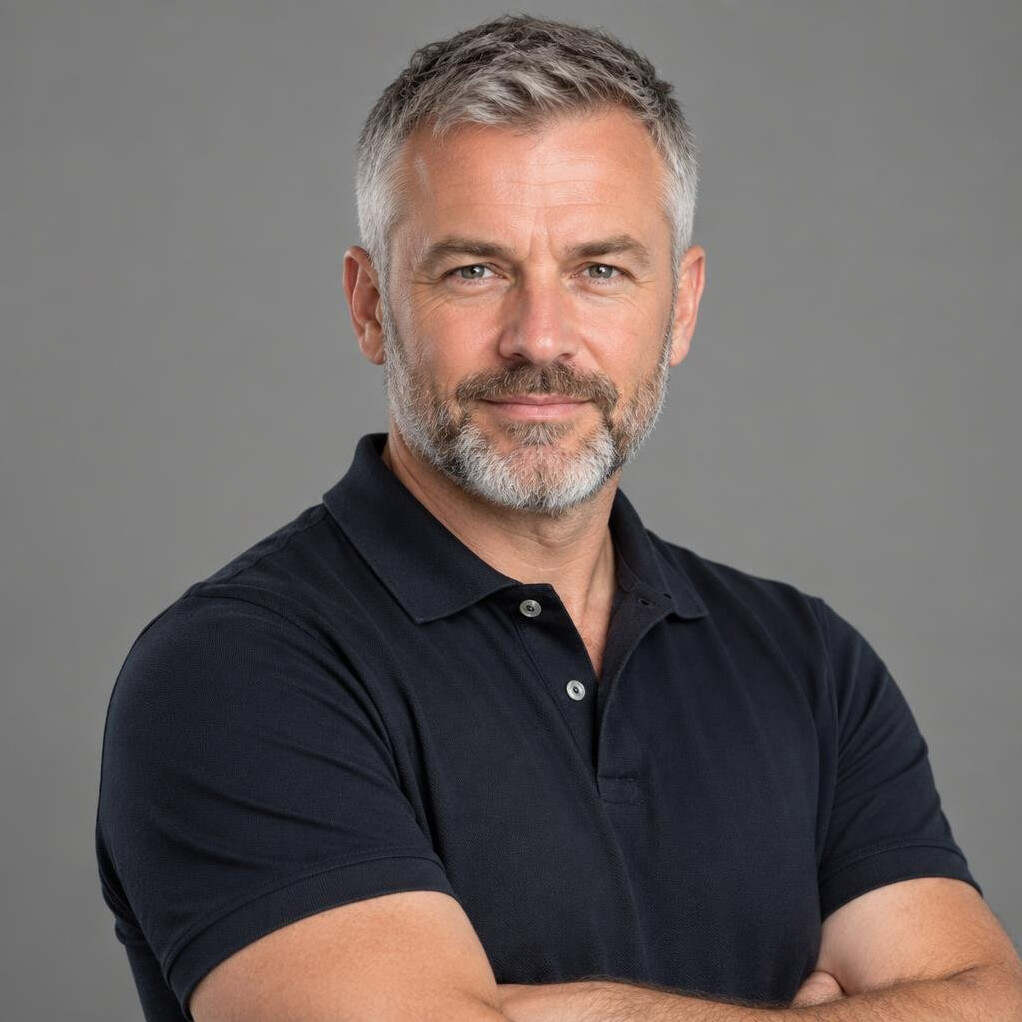 Studio portrait of a British man technical director